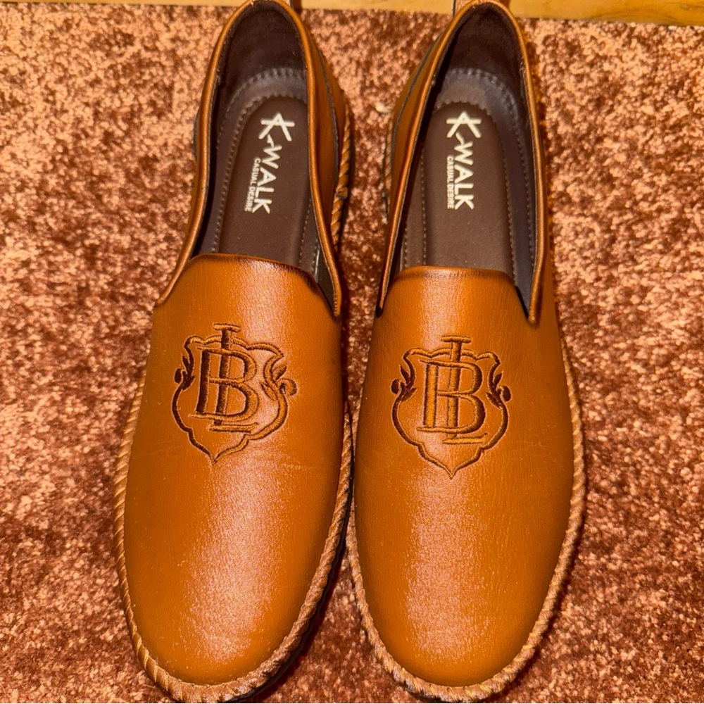 Elegant brown Slip-On Loafers with Polished Finish new without box